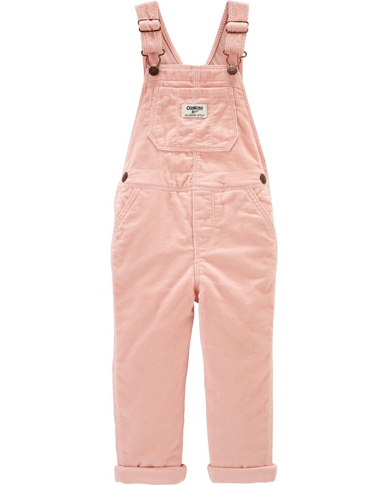 New OshKosh Girls Jersey-Lined Pink Corduroy Overalls 3T 4T 5T